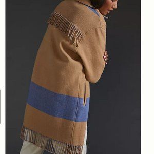 Anthropologie Vilagallo 6 40 350$ Fringed Colorblocked Coat Wool Fringe